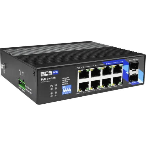 BCS-B-ISP08G-2SFP BCS switch PoE 8 portowy szyna DIN