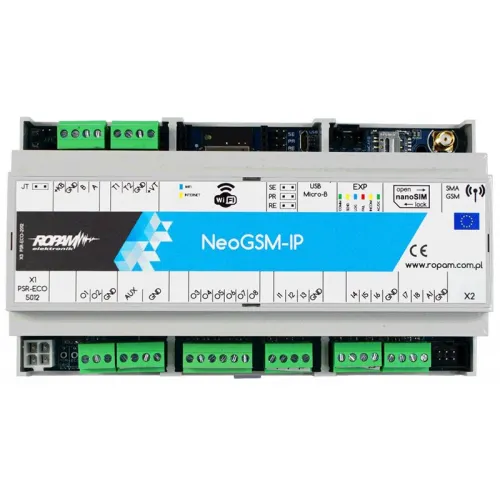 Centrala alarmowa Ropam NeoGSM-IP-D9M w obudowie DIN