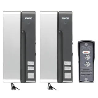 Domofon EURA ADP-32A3 "DUO" 2-rodzinny grafitowo-srebrny mała kaseta zewnętrzna, INTERKOM