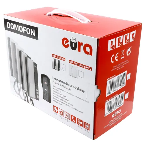 Domofon EURA ADP-32A3 "DUO" 2-rodzinny grafitowo-srebrny mała kaseta zewnętrzna, INTERKOM
