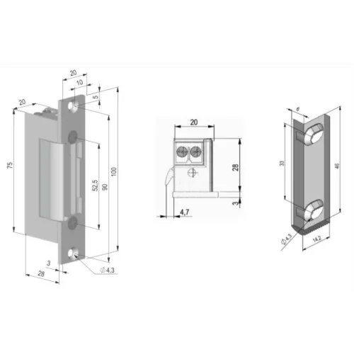 Elektrozaczep symetryczny ES-S12DC-R PROFI rewersyjny