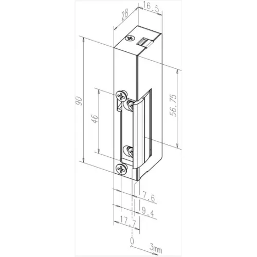 Elektrozaczep uniwersalny ES16-U24-MB PROFI wąski z pamięcią i blokadą