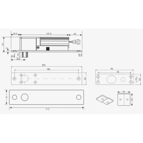 Elektrozamek EB-1300R trzpieniowy rewersyjny