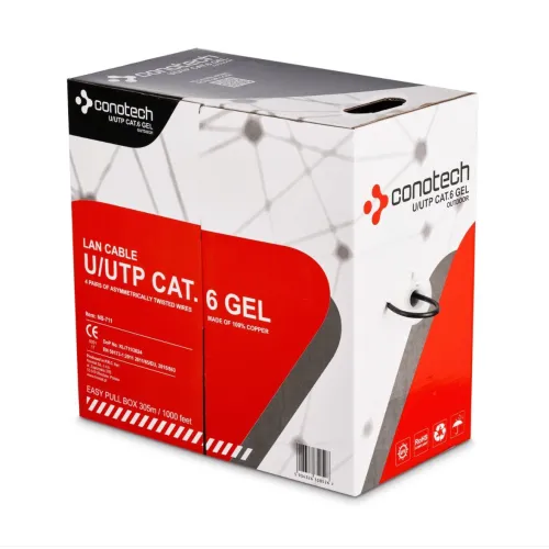 Kabel skrętka CONOTECH UTP GEL czarny żelowany kat.6 305m