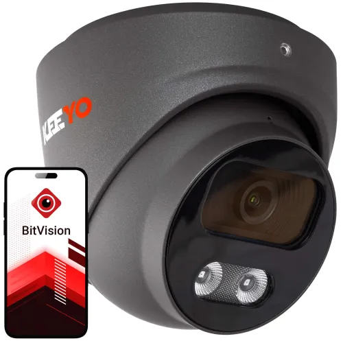 Kamera kopułowa IP KEEYO LV-V-IP8M25DF-DL-G 8Mpx, hybrydowe doświetlenie IR/LED