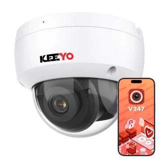 Kamera wandaloodporna kopułowa IP KEEYO LV-V-IP5M30DF-IK 5Mpx, IR 30m, IK10, funkcje inteligentne