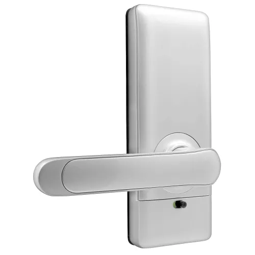 Klamka z kontrolerem dostępu EURA ELH-02H4 - srebrna, szyfrator, czytnik Mifare 13,56 MHz, czytnik biometryczny,  IP65, App TTLock/ TTHotel