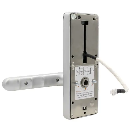 Klamka z kontrolerem dostępu EURA ELH-02H4 - srebrna, szyfrator, czytnik Mifare 13,56 MHz, czytnik biometryczny,  IP65, App TTLock/ TTHotel