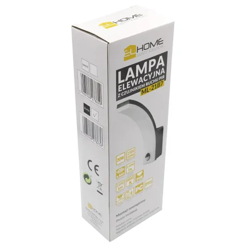 Lampa elewacyjna led z czujnikiem ruchu EL HOME ML-21B7 White - zewnętrzna, czujniki zmierzchowy i PIR