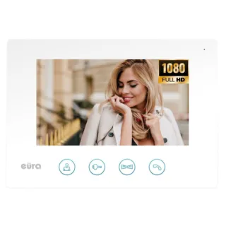 Monitor EURA VDA-41A3 "CONNECT PLUS" - biały, 7", otwieranie 2 wejść, AHD, WIFI