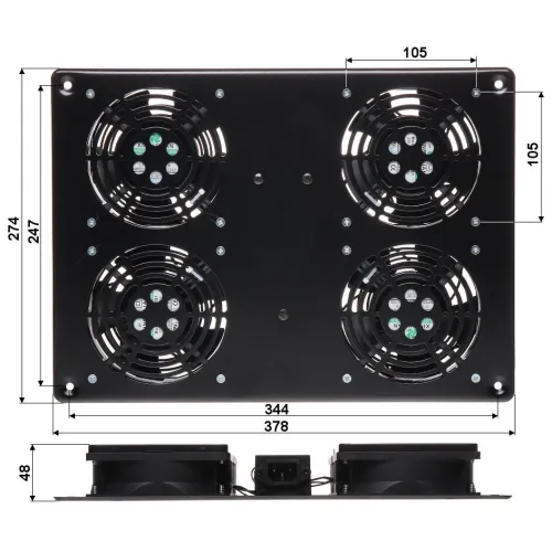 Panel wentylatorów A19-4W do szafy rack