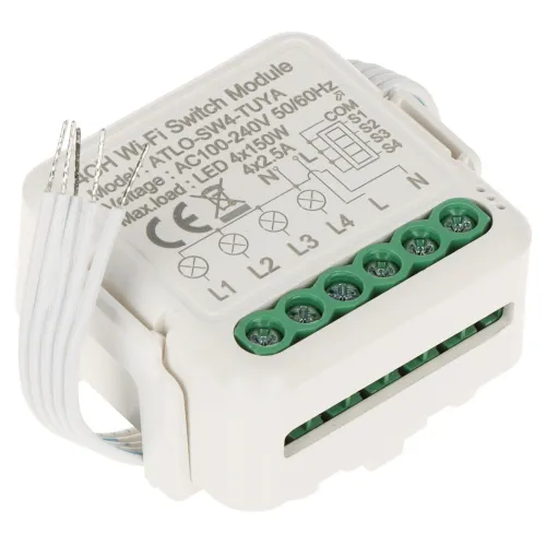 Poczwórny inteligentny sterownik  oświetlenia LED ATLO-SW4-TUYA Wi-Fi, Tuya Smart