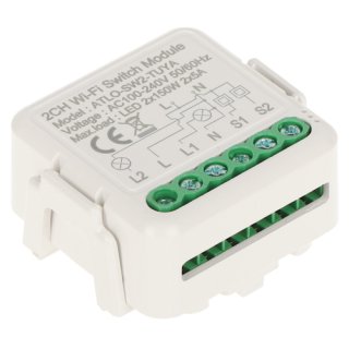 Podwójny inteligentny sterownik  oświetlenia LED ATLO-SW2-TUYA Wi-Fi, Tuya Smart