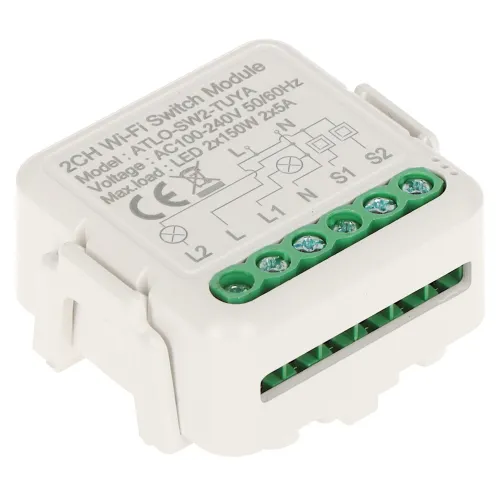 Podwójny inteligentny sterownik  oświetlenia LED ATLO-SW2-TUYA Wi-Fi, Tuya Smart