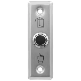 Przycisk opuszczenia posesji EURA PB-02H5 - podtynkowy, stop aluminium, wąski, DC 12V