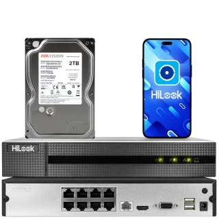 Rejestrator IP HiLook by Hikvision NVR-8CH-4MP/8P PoE z dyskiem 2TB