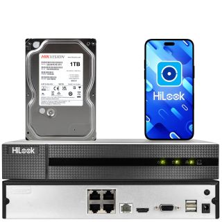 Rejestrator IP HiLook by Hikvision NVR-4CH-5MP/4P PoE z dyskiem 1TB