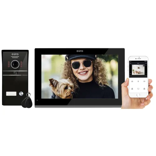 Wideodomofon EURA VDP-98C5 - czarny, dotykowy, LCD 10'', AHD, WiFi, pamięć obrazów, SD 128GB