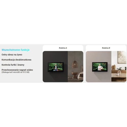 Wideodomofon EZVIZ HP7 2-rodzinny, 2-żyłowy, WiFi, 2 monitory, czytnik