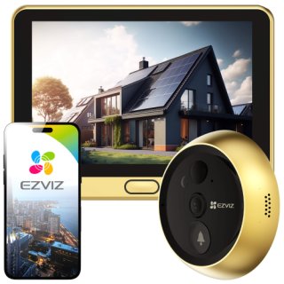 Wizjer elektroniczny do drzwi EZVIZ CS-DP2C Gold z kamerą na podczerwień i czujką PIR