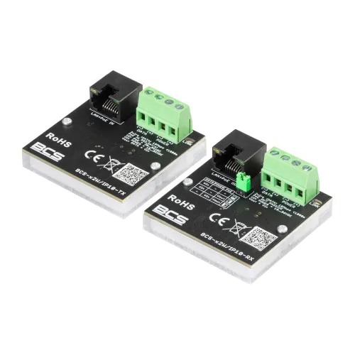 Zestaw aktywnych konwerterów do transmisji danych z sieci Ethernet oraz zasilania PoE BCS-X2W/IP10
