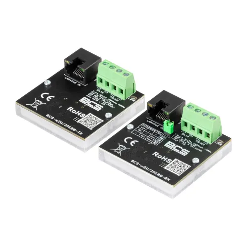 Zestaw aktywnych konwerterów do transmisji danych z sieci Ethernet oraz zasilania PoE BCS-X2W/IP100