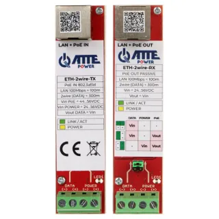Zestaw konwerterów utp / 2-wire do transmisji LAN POE ETH-2WIRE-SET KOMPLET 2 SZT ATTE