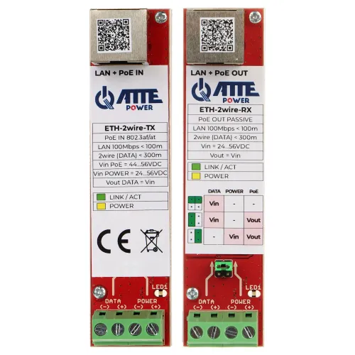Zestaw konwerterów utp / 2-wire do transmisji LAN POE ETH-2WIRE-SET KOMPLET 2 SZT ATTE