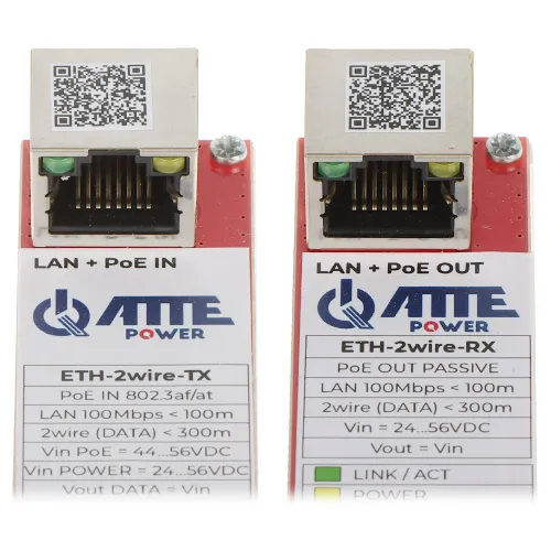 Zestaw konwerterów utp / 2-wire do transmisji LAN POE ETH-2WIRE-SET KOMPLET 2 SZT ATTE