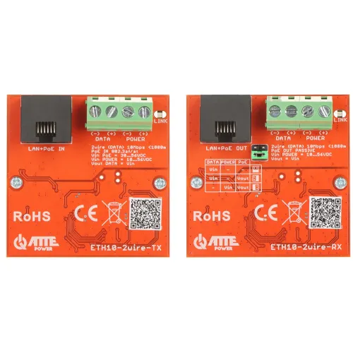 Zestaw konwerterów UTP / 2-WIRE DO TRANSMISJI LAN POE ETH10-2WIRE-SET KOMPLET 2 SZT ATTE