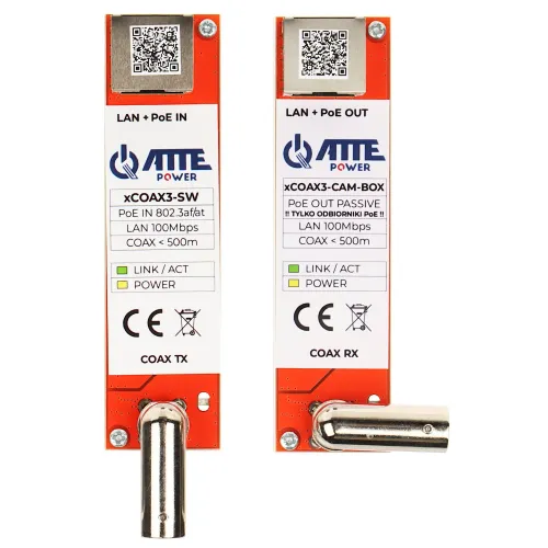 Zestaw konwerterów utp / coaxial do transmisji LAN POE XCOAX3-SET-BOX KOMPLET 2 SZT ATTE