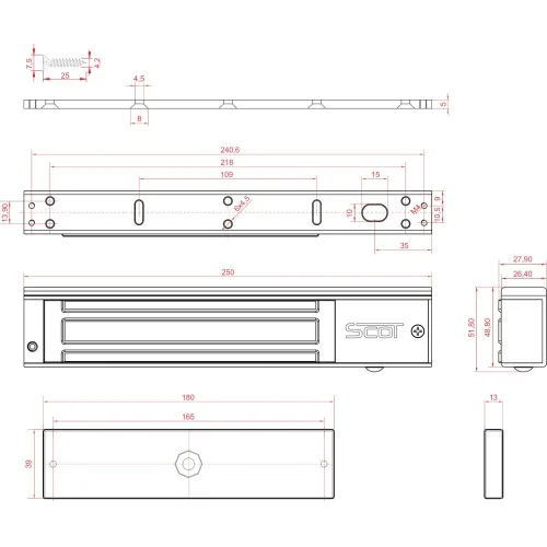 Zwora elektromagnetyczna EL-600TSL2 280KG z sygnalizacją i zwłoką czasową